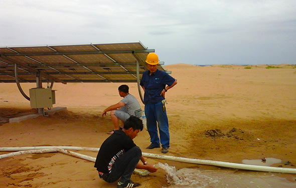 The system produces water for desert control