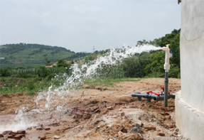 Water being produced by solar pumping system